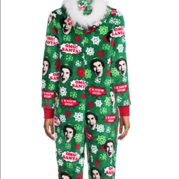 NWT 3X XXXL ladies Elf know santa hoodie fur christmas sleeper unionsuit pajamas - Picture 2 of 2